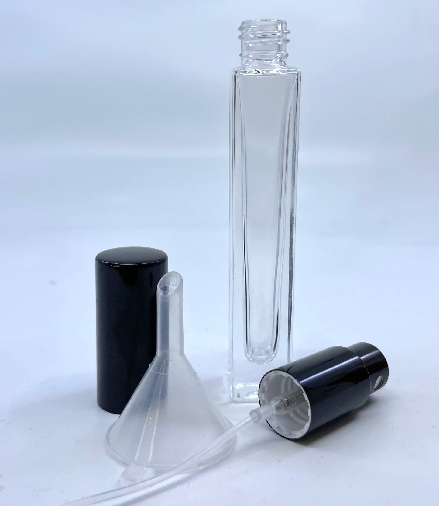 Clear Sturdy REFILLABLE ATOMIZER Black/Glass 10ml